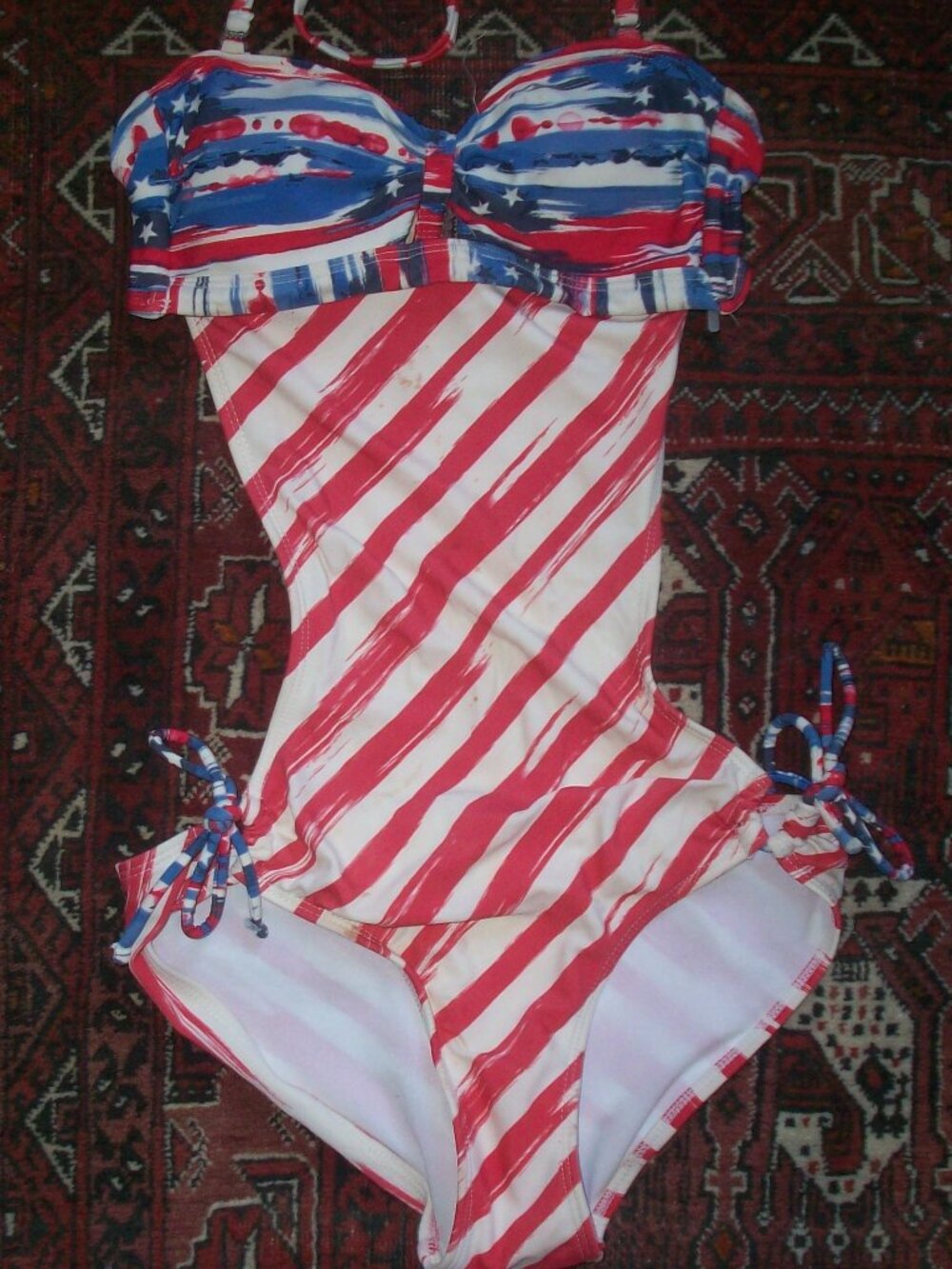 USA American Flag One Piece Bikini Size Small 4th Of July Bathing Suit, OP 2012